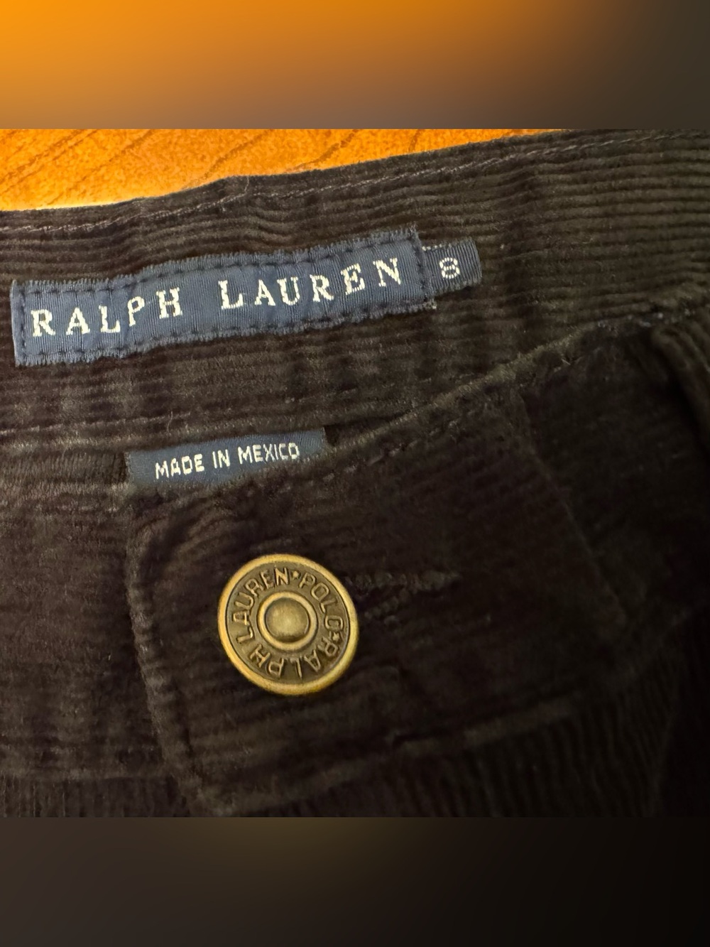 Polo Ralph Lauren Pants 100% Cotton Black Women's Corduroy Jeans Size - 8 - Picture 4 of 15